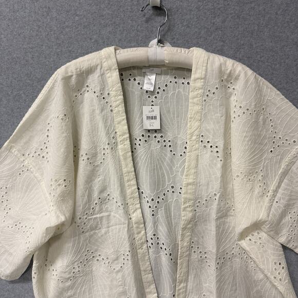 J.Jill Breezy Eyelet Seashell Jacket OS (Tagged S–L) NWT Coastal Boho Cream - Picture 3 of 9
